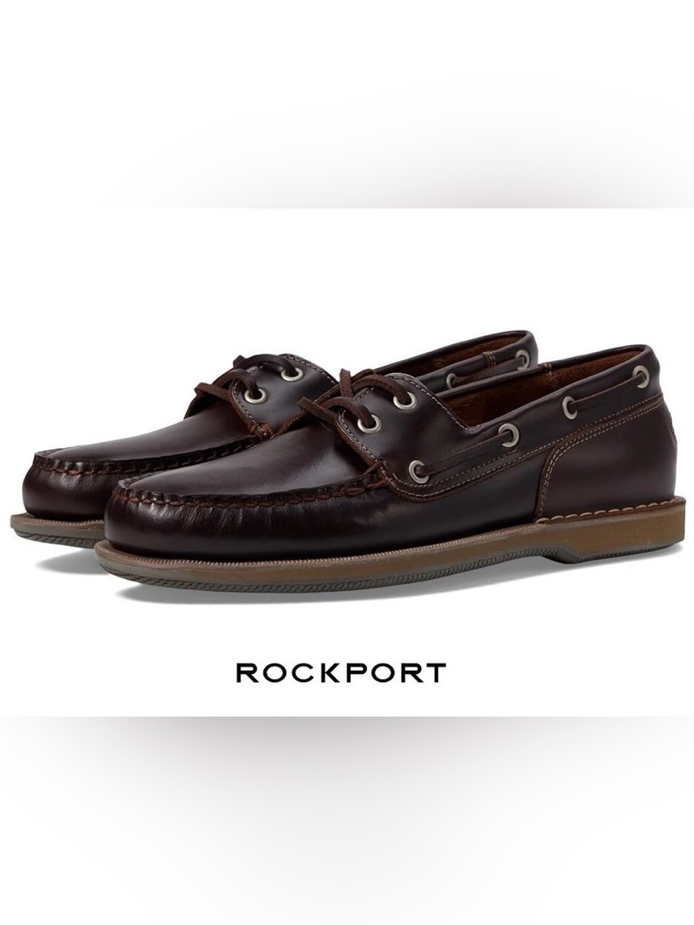 Rockport Dark Brown Leather Men's Boat Shoes - Size 12 - Perth